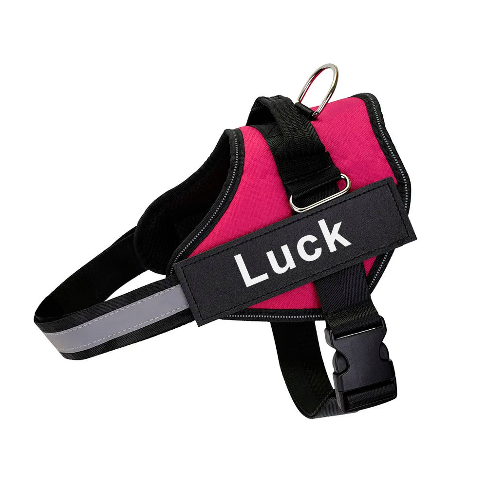 Reflective Dog Harness w/Custom Name Panel