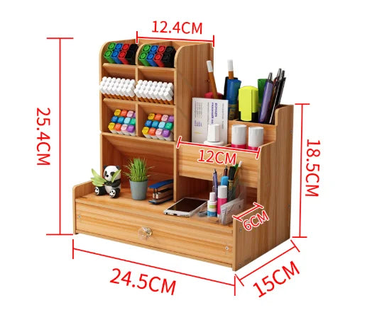 Wooden Organizer w/Drawer for Desktop