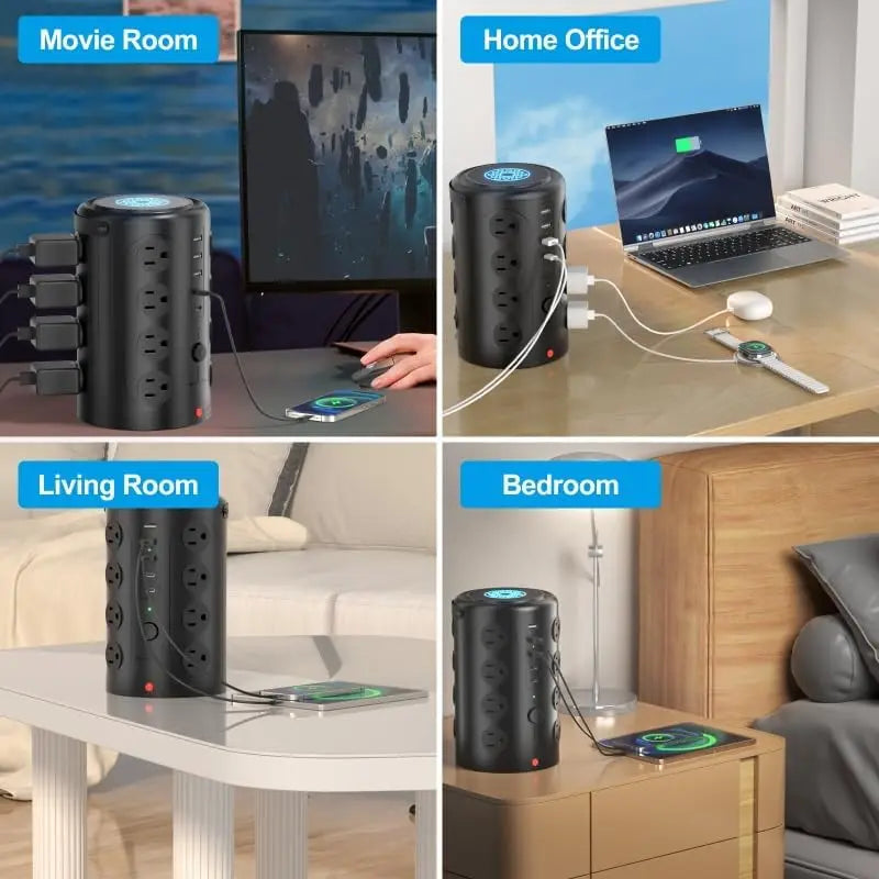 16-Outlet Power Strip w/5 USB Ports & 6' Cord