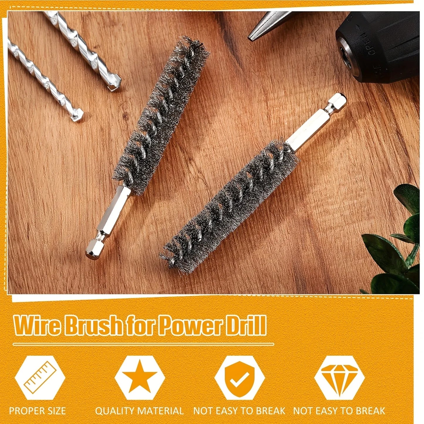 5 Pieces Hexagonal Shank Stainless Steel Wire Brush