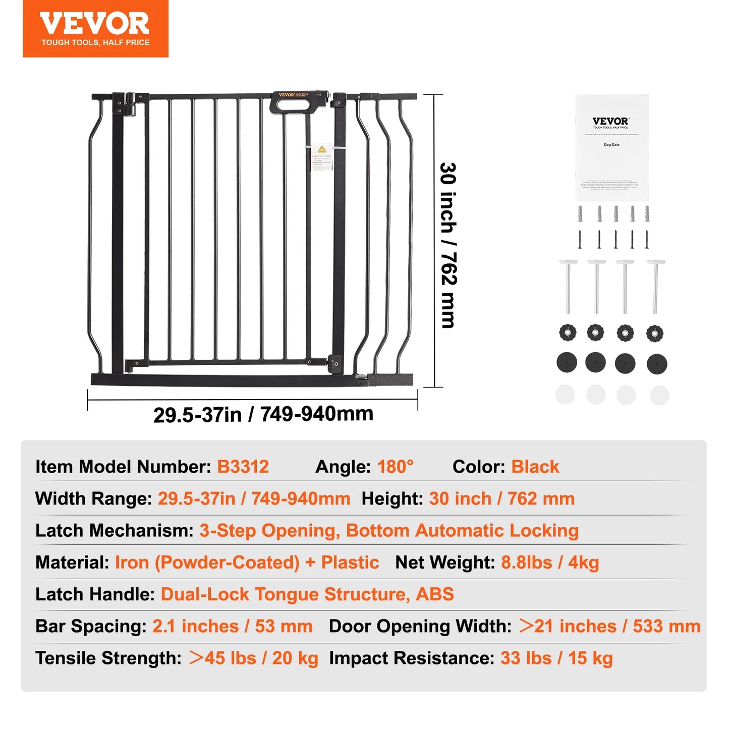 Dog Gate with Walk Thru Child Pet Security