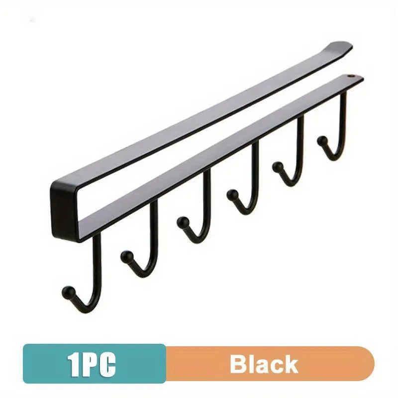 1pc 6 Hook Rack for Kitchen Shelf Storage
