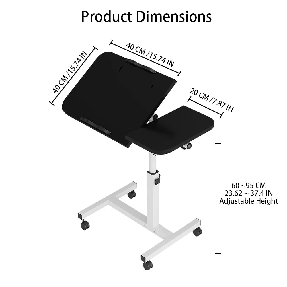Overbed Table With Wheels, Adjustable Height