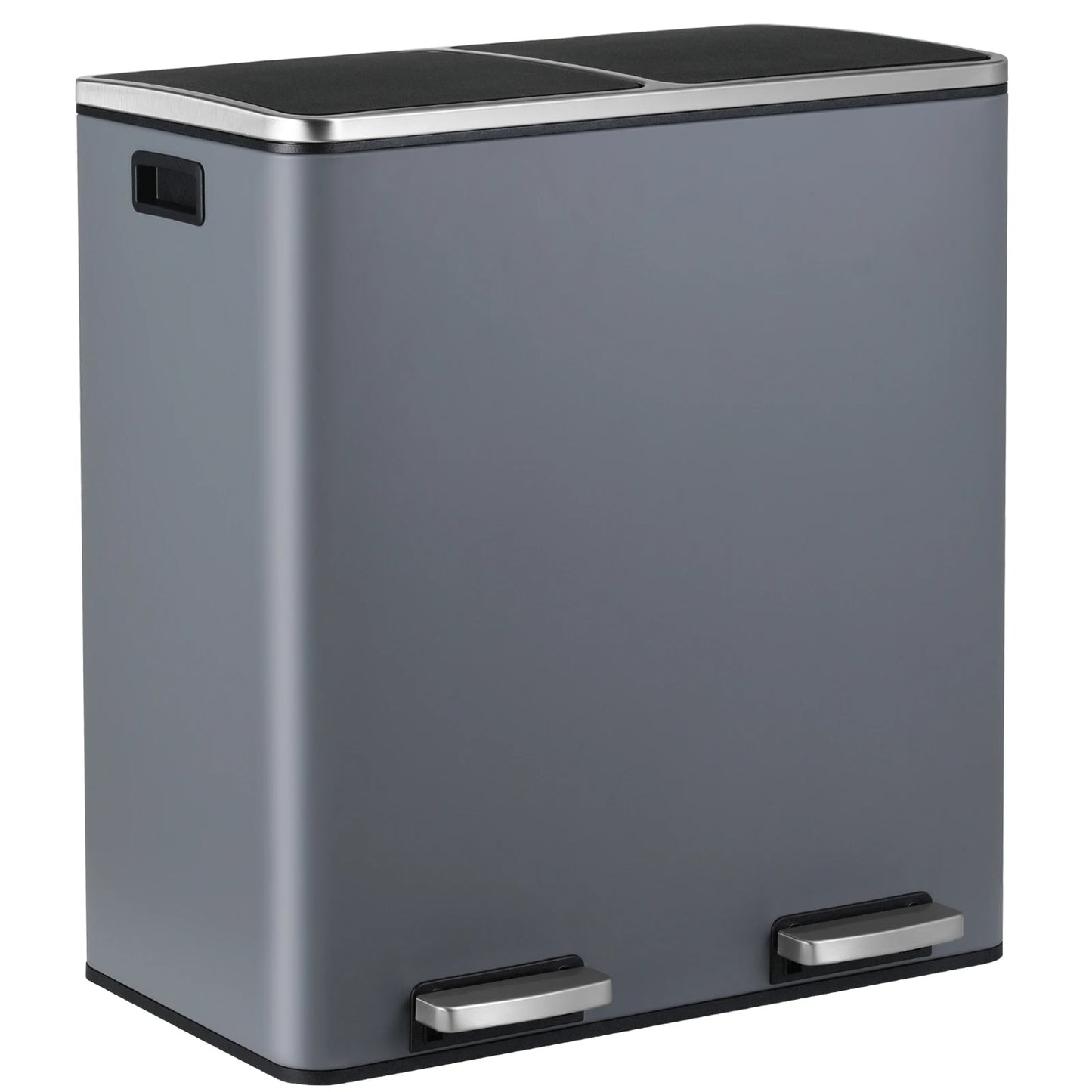 Dual Compartment Stainless Steel Recycling and Trash Can
