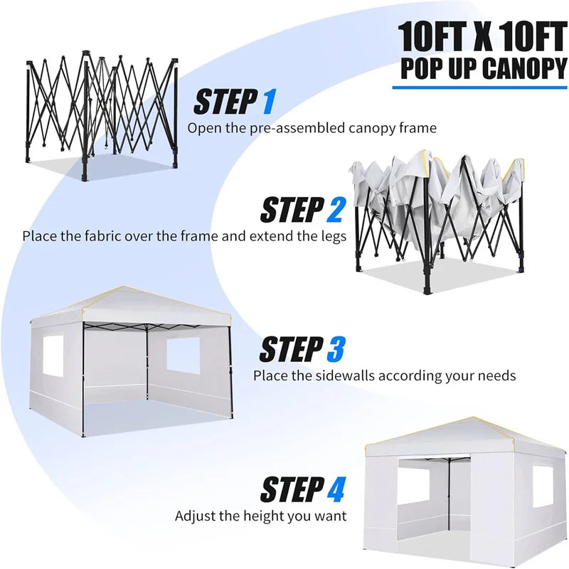 10x10FT Pop Up Canopy with Windows and Mosquito net