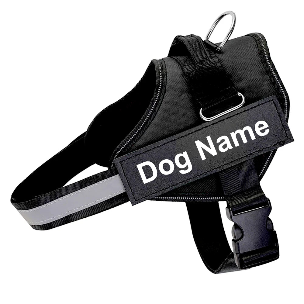 Reflective Dog Harness w/Custom Name Panel