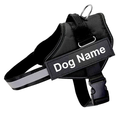 Reflective Dog Harness w/Custom Name Panel