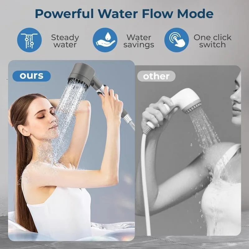 High Pressure Shower Head, 3 Spray Modes, 1.5M Hose