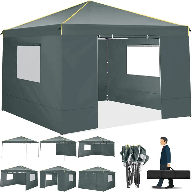 10x10FT Pop Up Canopy with Windows and Mosquito net