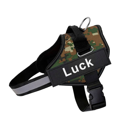 Reflective Dog Harness w/Custom Name Panel