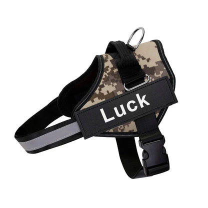 Reflective Dog Harness w/Custom Name Panel