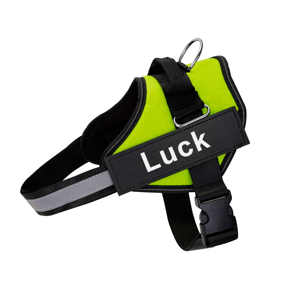 Reflective Dog Harness w/Custom Name Panel
