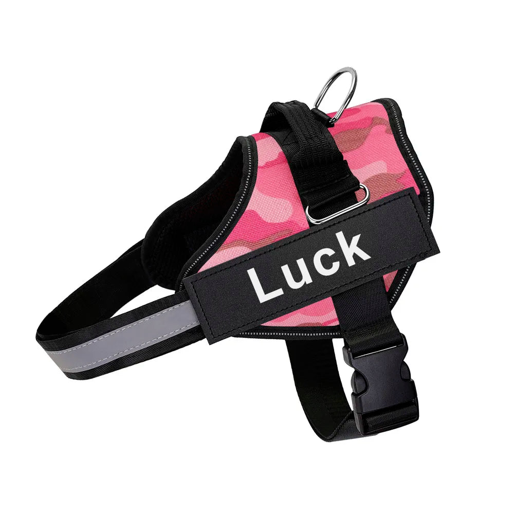 Reflective Dog Harness w/Custom Name Panel