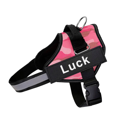 Reflective Dog Harness w/Custom Name Panel
