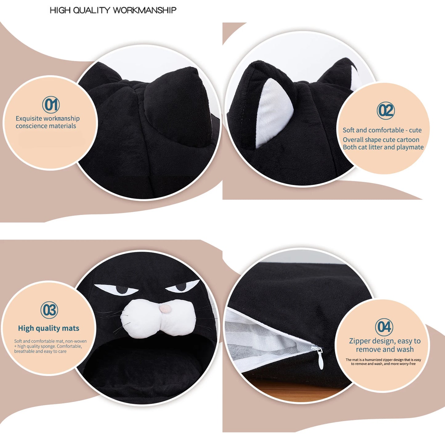 Foldable Cat Cave With Cushion