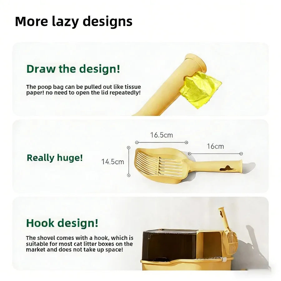 Durable Plastic Cat Litter Scoop with Bag Holder