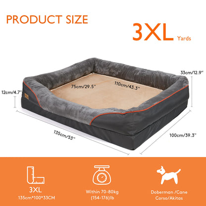 Large Dog Bed, Waterproof, and Comfortable with Washable Cover