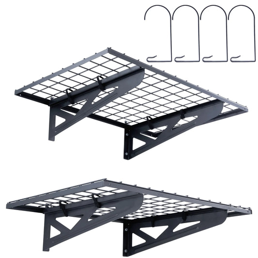 2 Garage Storage Racks, Wall Mounted Heavy Duty Shelves