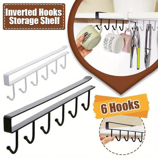 1pc 6 Hook Rack for Kitchen Shelf Storage