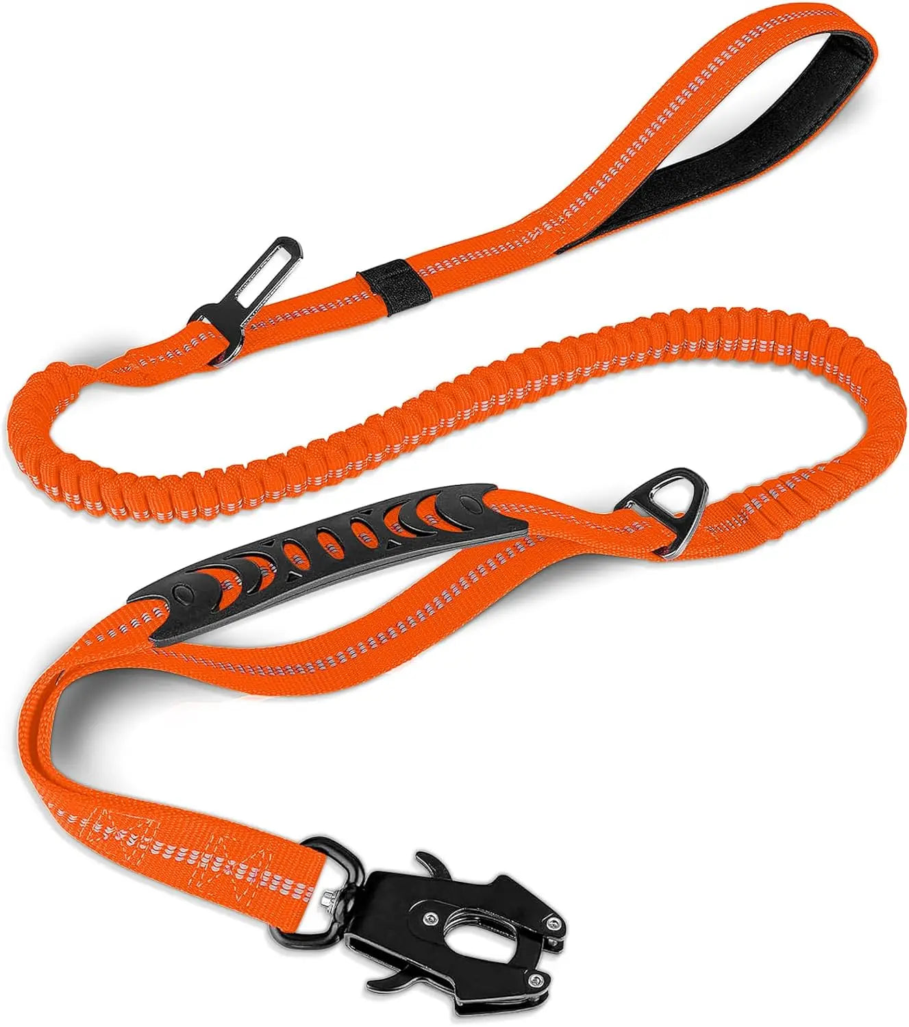 Reflective Large Dog Shock Absorbing Leash with Car Seatbelt