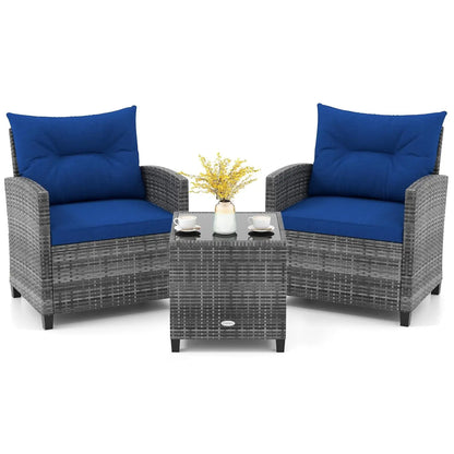 3 Piece Patio Furniture Set with Washable Cushions