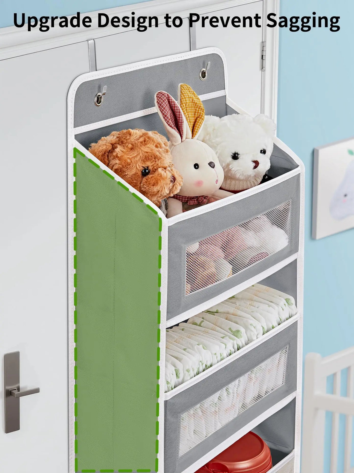 Gray Over the Door 5‑Shelf Organizer w/Pockets