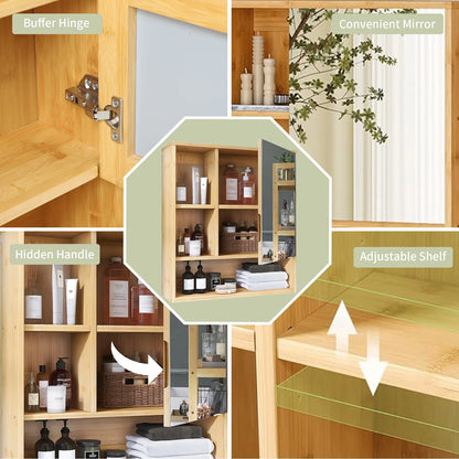 Wall Mount Medicine Cabinet w/5 Open Storage Spaces