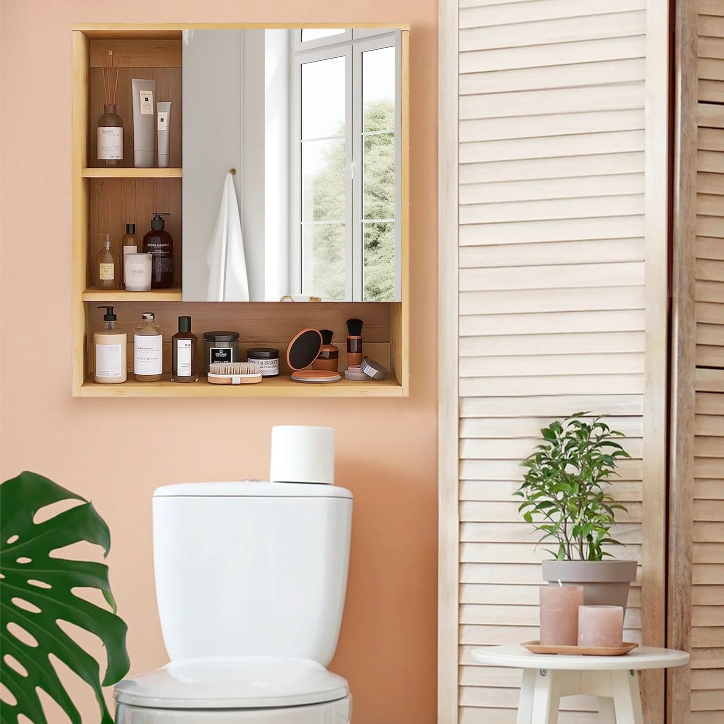 Wall Mount Medicine Cabinet w/5 Open Storage Spaces