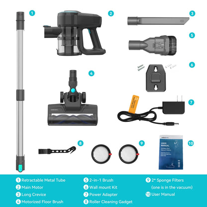 Cordless Upright Vacuum Cleaner, for Carpet, Floor, Car, Pet Hair