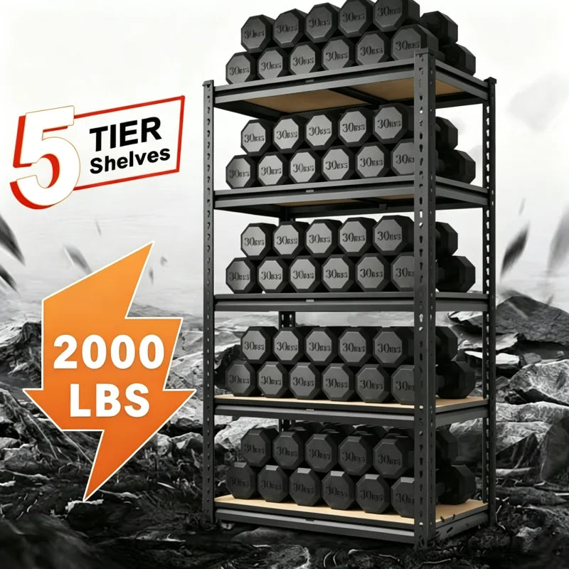 72" or 60"H Garage Storage 5-Tier, 2000LBS Capacity