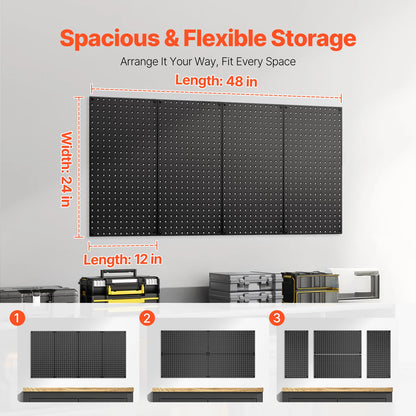 24"x12" 4pcs Metal Pegboard Panels