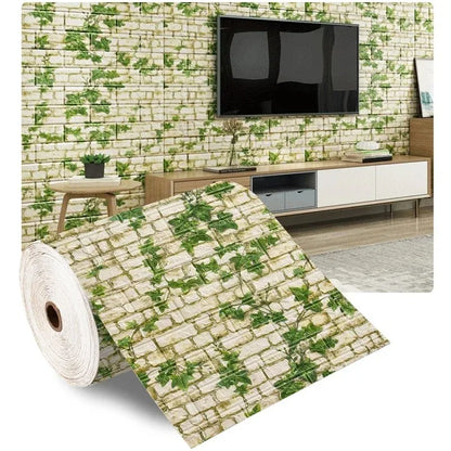 70cmx10m Self-adhesive Antique Foam Brick Wallpaper