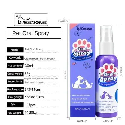 Pet Teeth Cleaning Spray for Tooth Stains & Fresh Breath