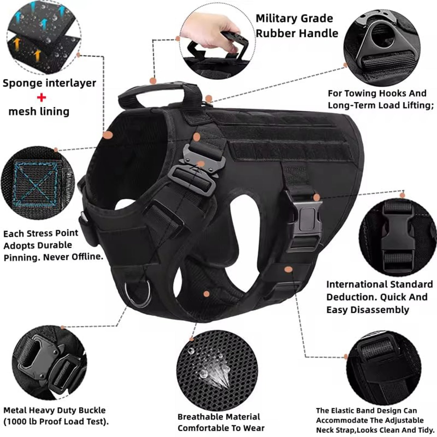 Tactical Dog Harness, Collar, and Leash