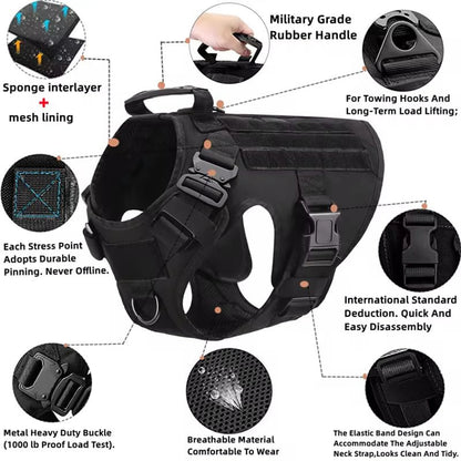 Tactical Dog Harness, Collar, and Leash