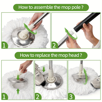 Heavy Duty Spin Mop/Bucket Set w/3 Mop Heads