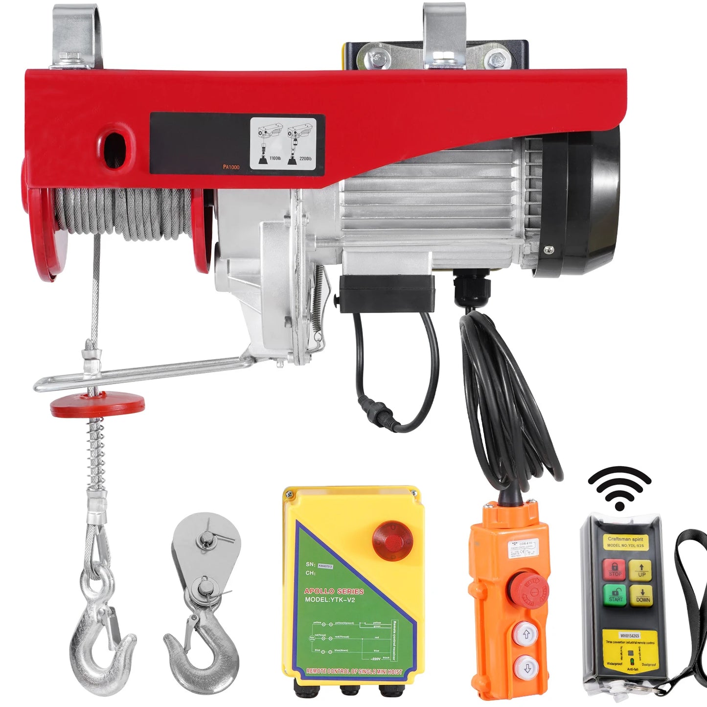 Electric Hoist Single/Double Slings with Wireless/Wired Control