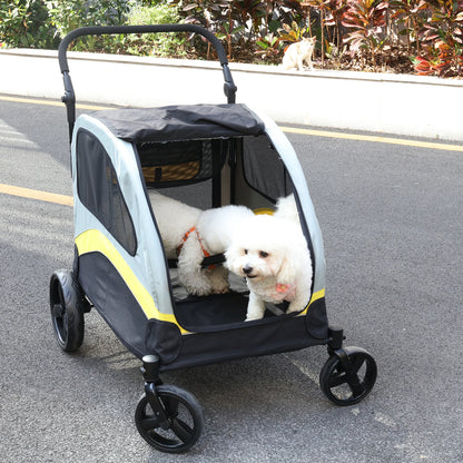 Pet Stroller for 2 Dogs, Zipper Divider and Wheels