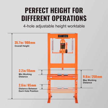 Hydraulic Shop Press, 6Ton w/Press Plates