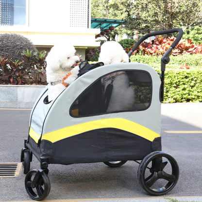 Pet Stroller for 2 Dogs, Zipper Divider and Wheels