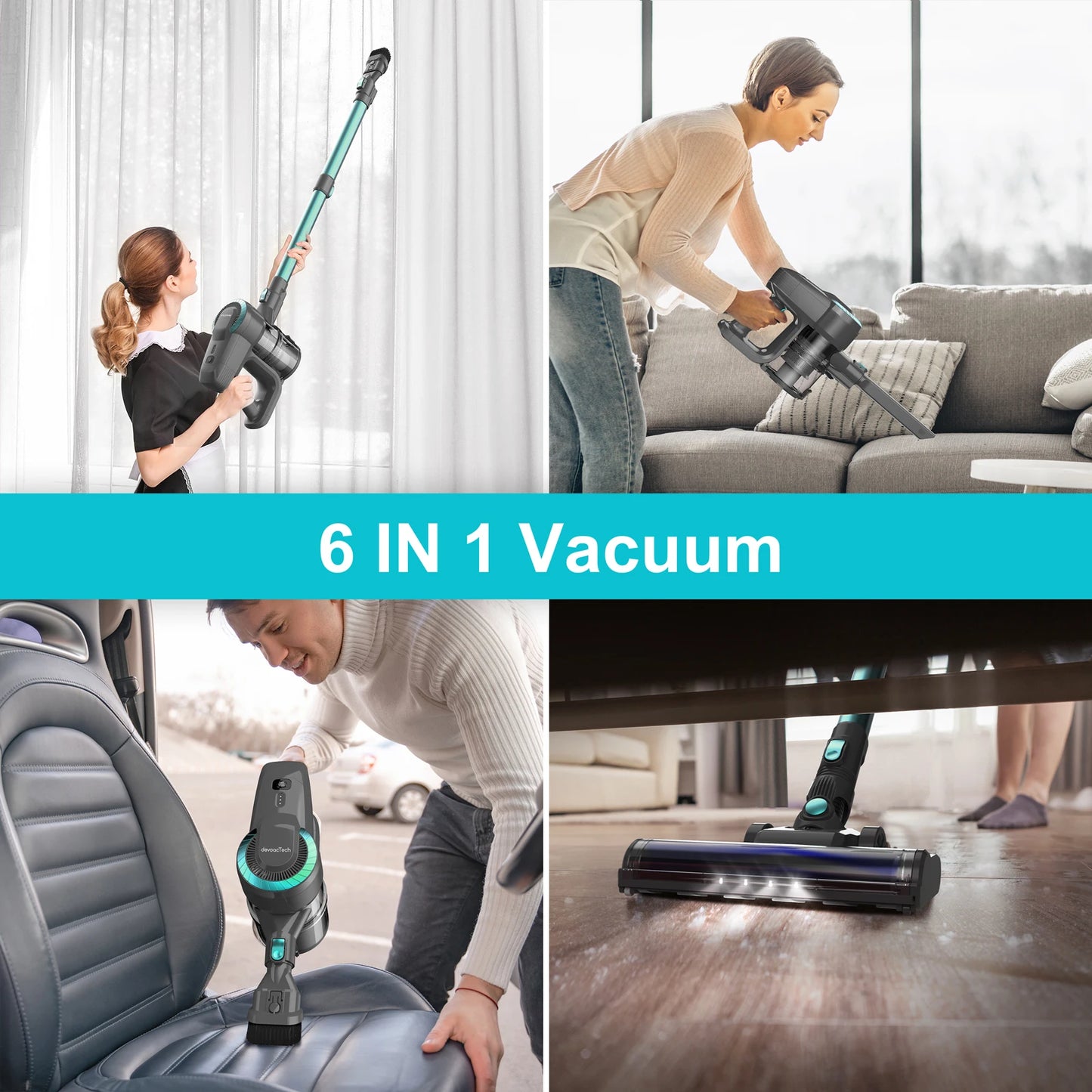 Cordless Upright Vacuum Cleaner, for Carpet, Floor, Car, Pet Hair