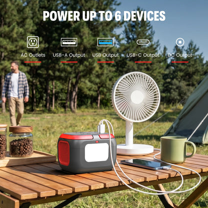 120W Portable Power Station with AC Outlet/USB C/LED Light
