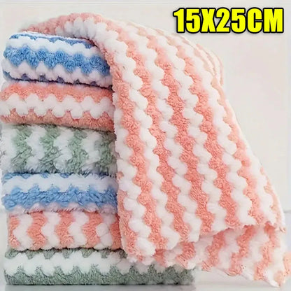 10/40PCS Fleece Cleaning Cloths for Kitchen Dish Rags, Glass