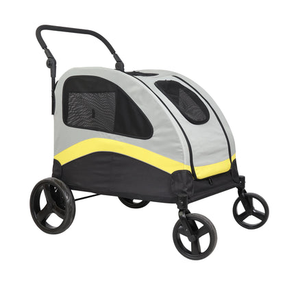 Pet Stroller for 2 Dogs, Zipper Divider and Wheels