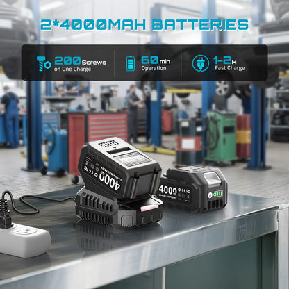 1/2" Cordless Impact Wrench w/Brushless Motor & 2 Batteries