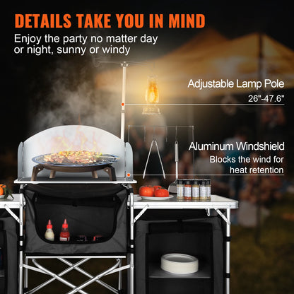 Camping Kitchen Table, Cabinet, Foldable Storage