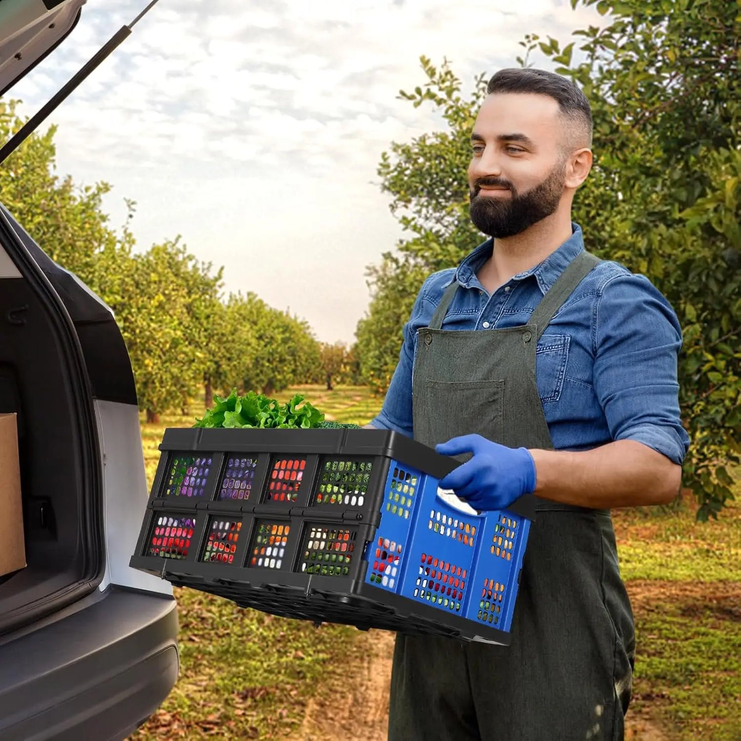 55L Heavy-Duty Collapsible Plastic Crate
