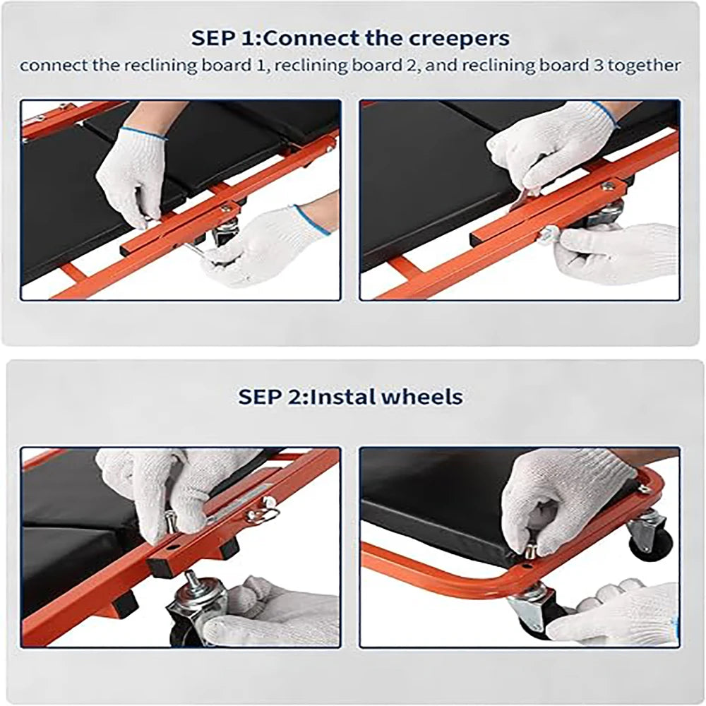 2-in-1 Foldable Garage Creeper Seat, 300LBS Capacity