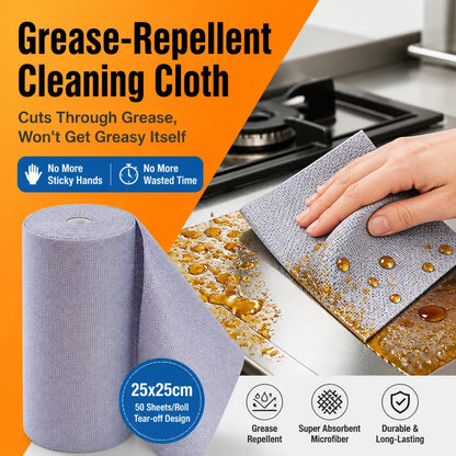 Non-Stick Tear-Off Microfiber Rags, for Greasy Stove Spills