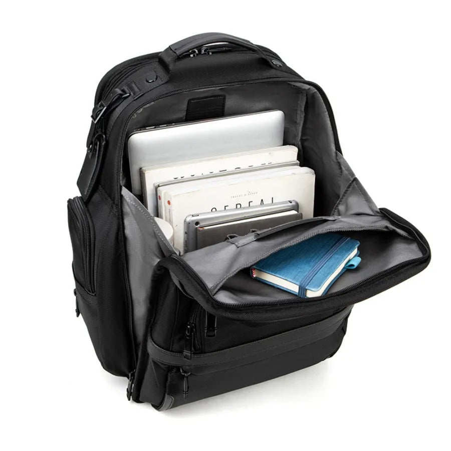 Black Multi-Pocket Business Laptop Backpack